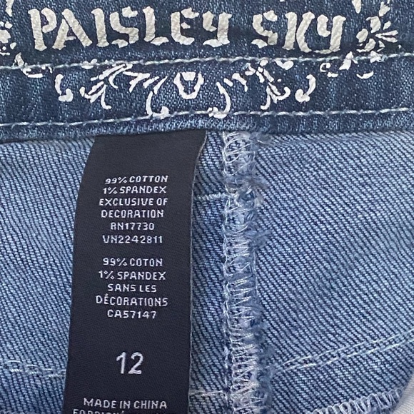 Paisley Sky Jean Mid Wash Blue Low Rise Boot Cut 5 Pocket W12 Embroidery Studded - Picture 4 of 16
